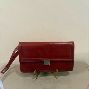 VTG Burgundy Leather Wristlet/Clutch Purse